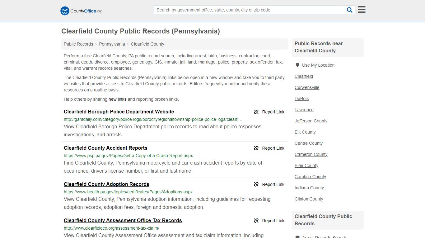 Public Records - Clearfield County, PA (Business, Criminal, GIS ...