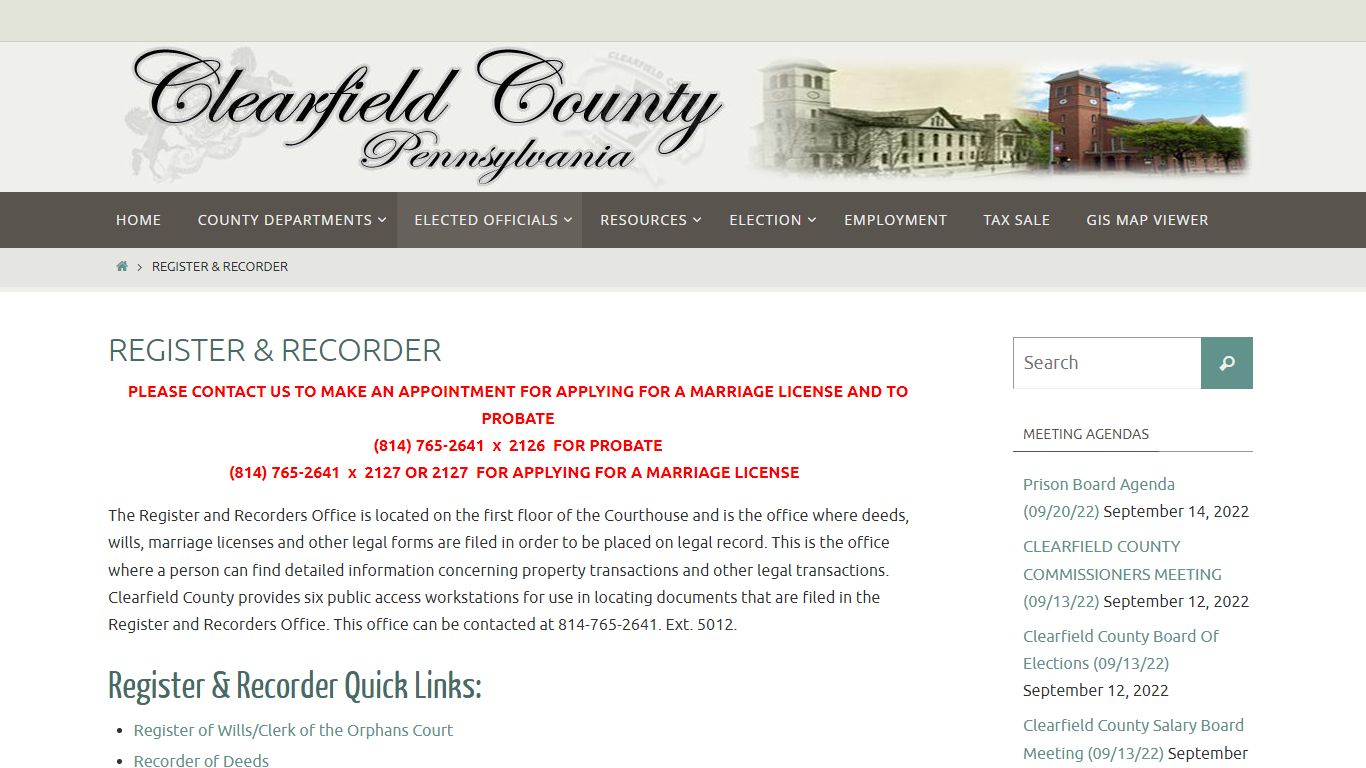 Register & Recorder - Clearfield County, Pennsylvania