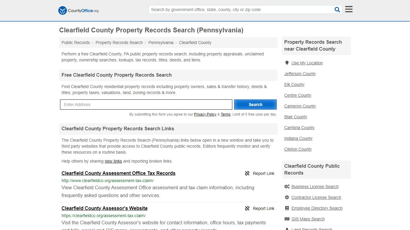 Clearfield County Property Records Search (Pennsylvania) - County Office