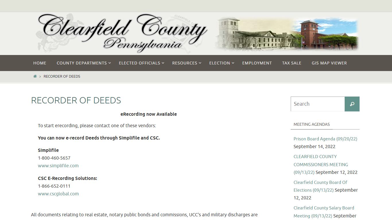 Recorder of Deeds - Clearfield County, Pennsylvania